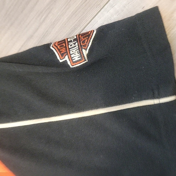 Harley Davidson Shirt Mens Large Orange Black Embroidered Double Sided - Picture 7 of 12